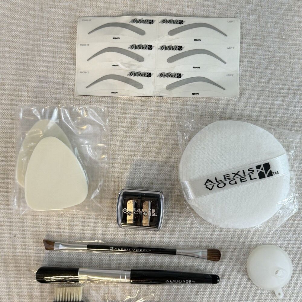 Alexis Vogel Makeup Brush Tool Lot Sheer Cover Brow Stencils Puff Sponges NEW